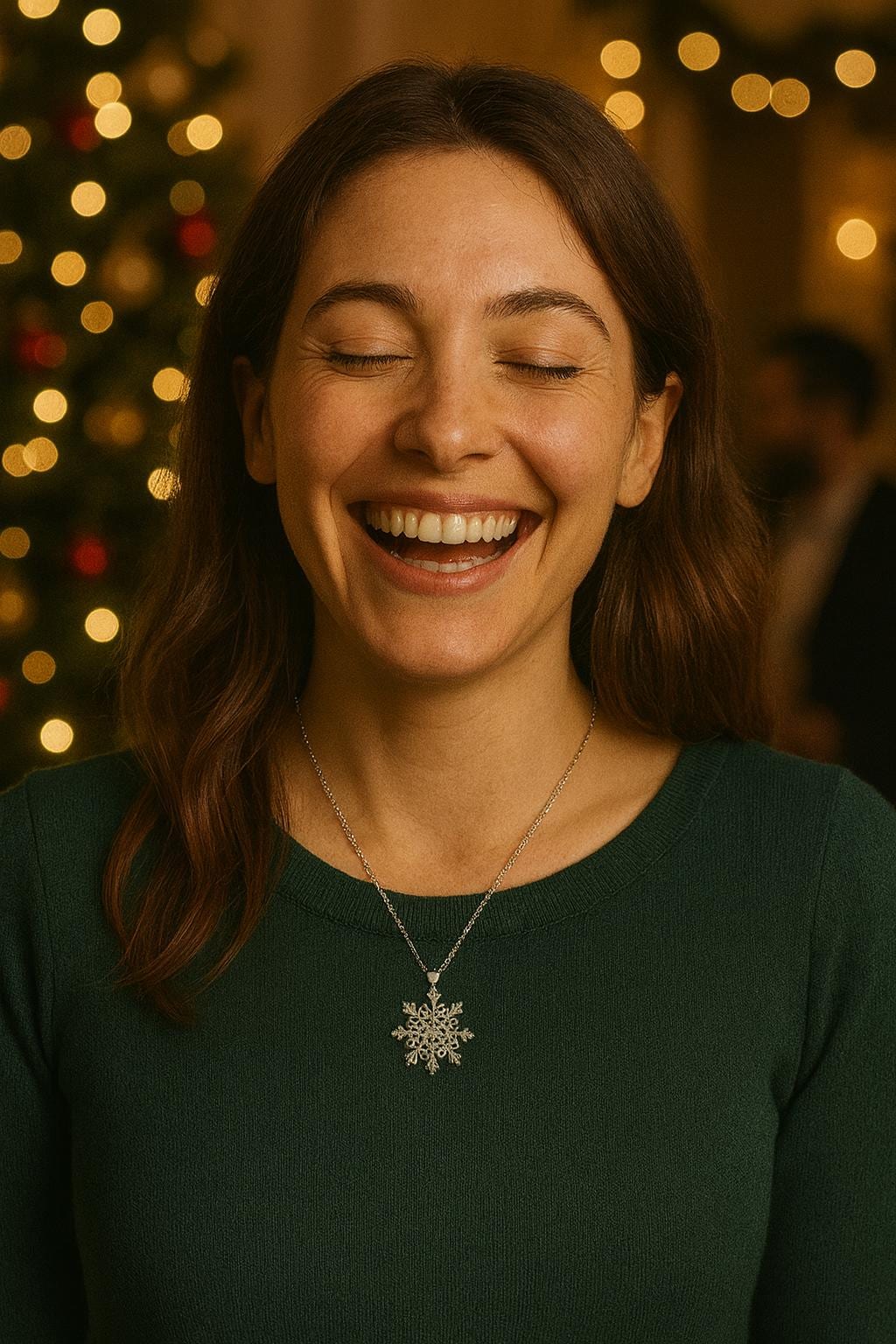 Sparkling Silver Snowflake Necklace – Crystal Winter Pendant Gift for Her- Elegant Holiday Jewelry, Snowflake Charm Christmas Gift