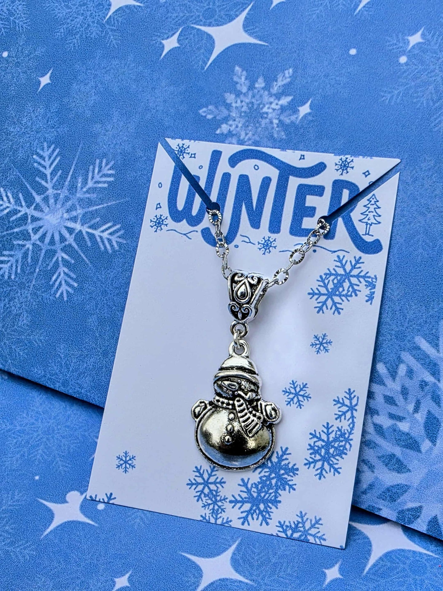 Frosty the Snowman Necklace | Holiday Charm Pendant