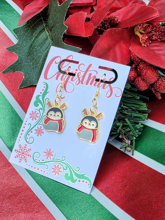 Cute Christmas Penguin Earrings – Festive Holiday Dangle Earrings with Red Scarf | Adorable Winter Gift for Women & Teens