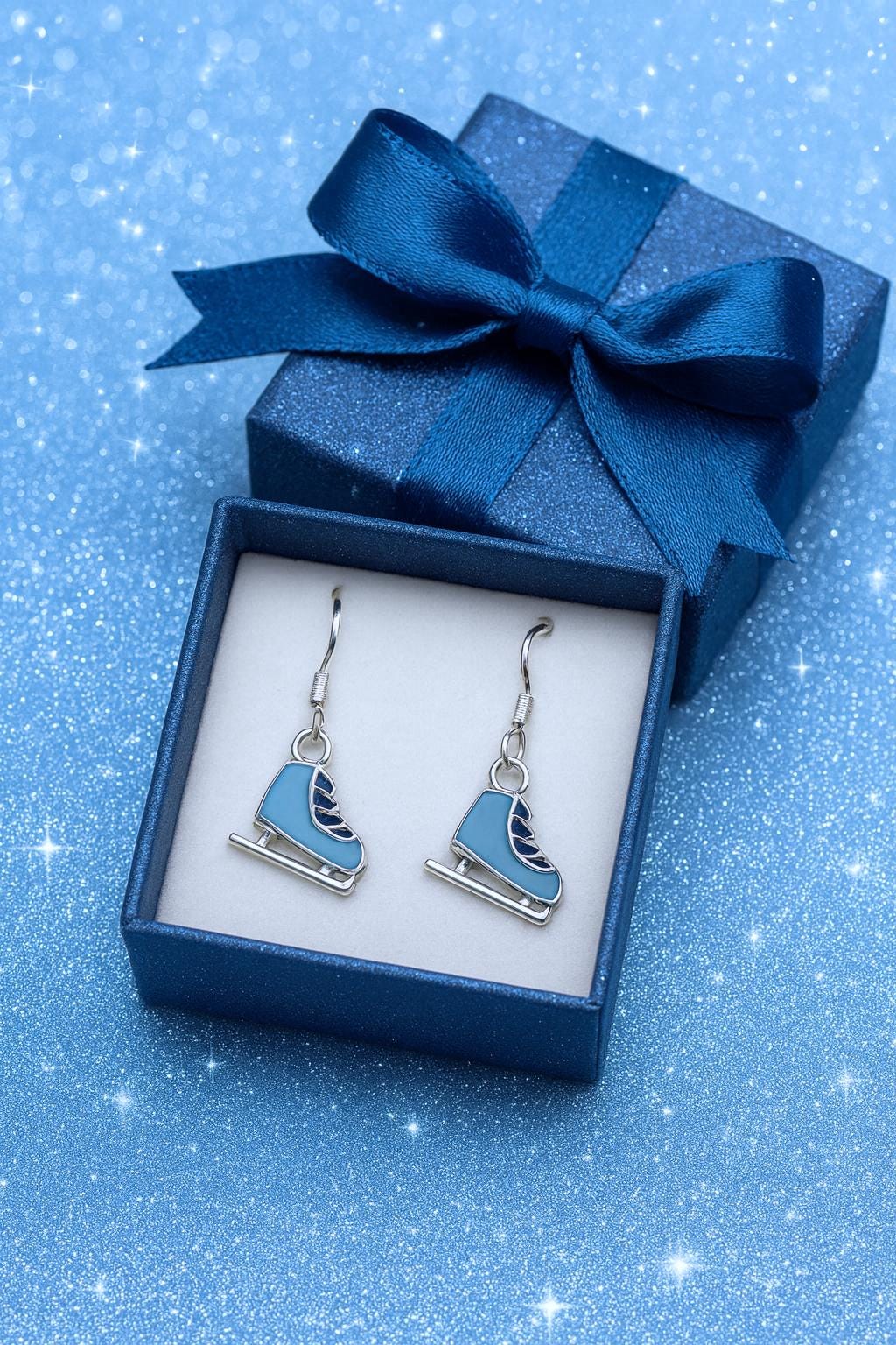 Ice Skate Earrings & Necklace Set – Winter Jewelry Gift for Her | Hypoallergenic Silver Hooks or Leverbacks | Holiday Ice Skating Jewelry