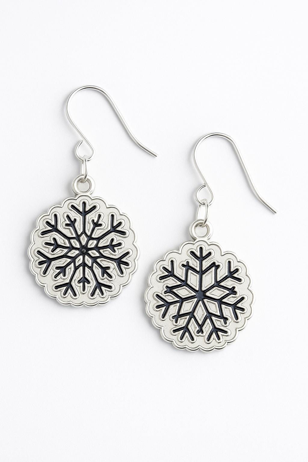Silver Snowflake Dangle Earrings | Holiday Winter Jewelry