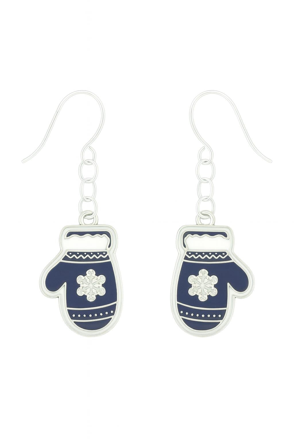 Blue Mitten Snowflake Earrings | Winter Holiday Jewelry