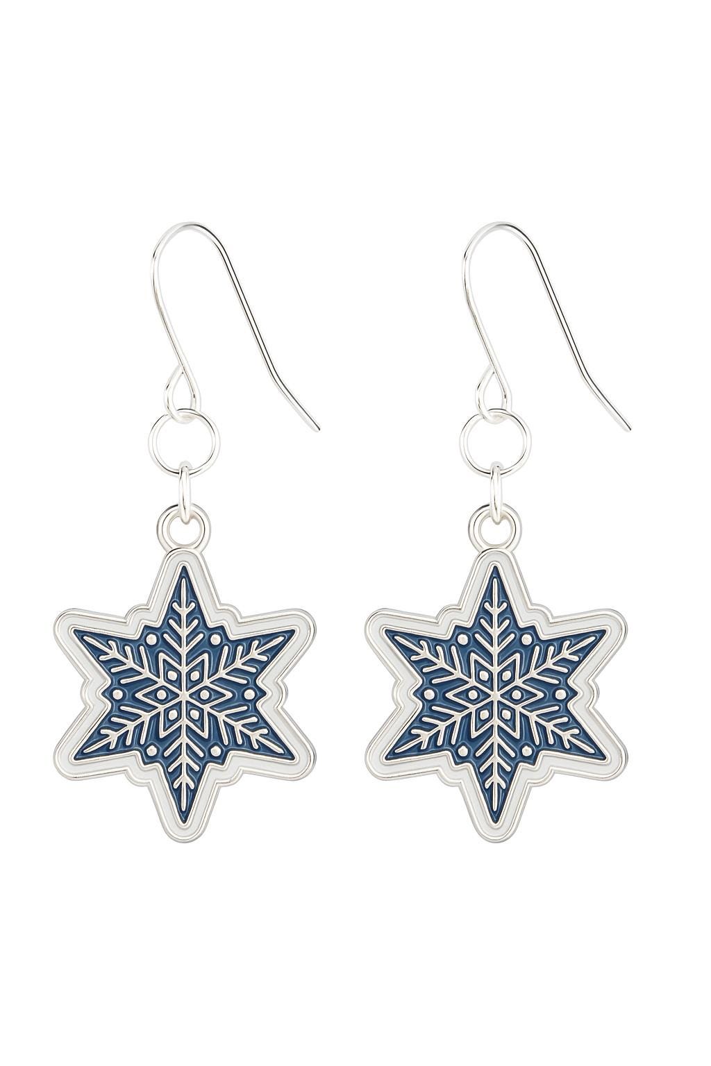 Snowflake Earrings & Necklace Set | Winter Jewelry Gift for Her | Silver Snowflake Dangle Earrings | Christmas Party Jewelry | Holiday Gift