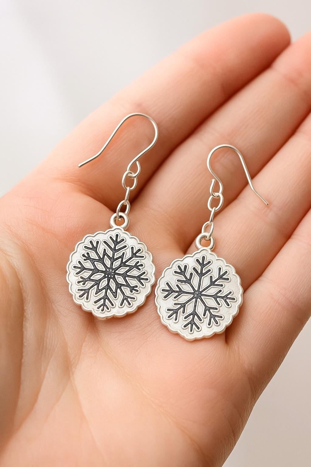 Silver Snowflake Earrings | Winter Dangle Earrings | Holiday Gift for Her | Christmas Jewelry | Seasonal Earrings | Frosty Snowflake Charm
