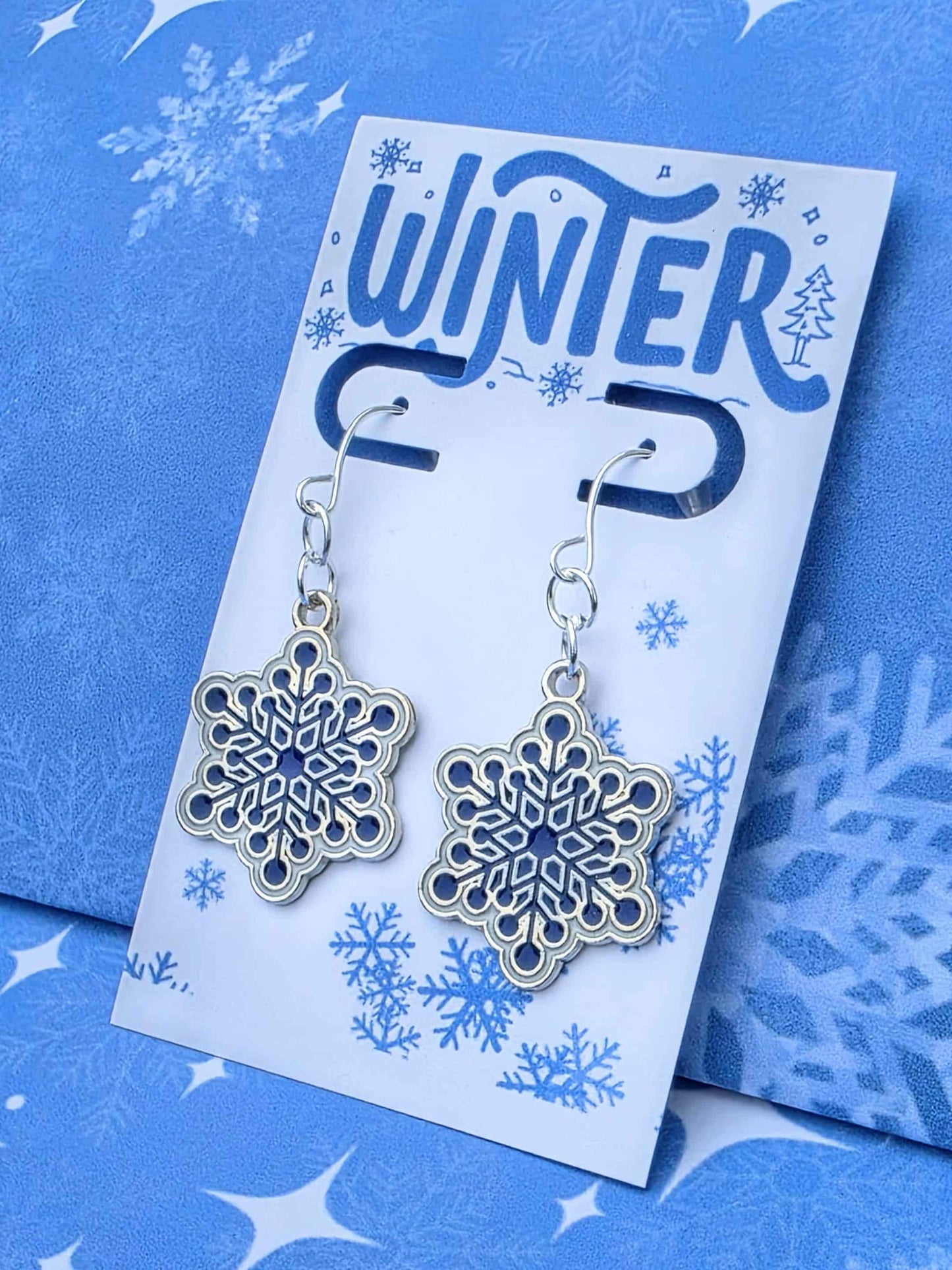 Cute Snowflake Earrings | Winter Drop Earrings | Holiday Gift for Her | Christmas Jewelry | Seasonal Earrings | Frosty Snowflake Charm