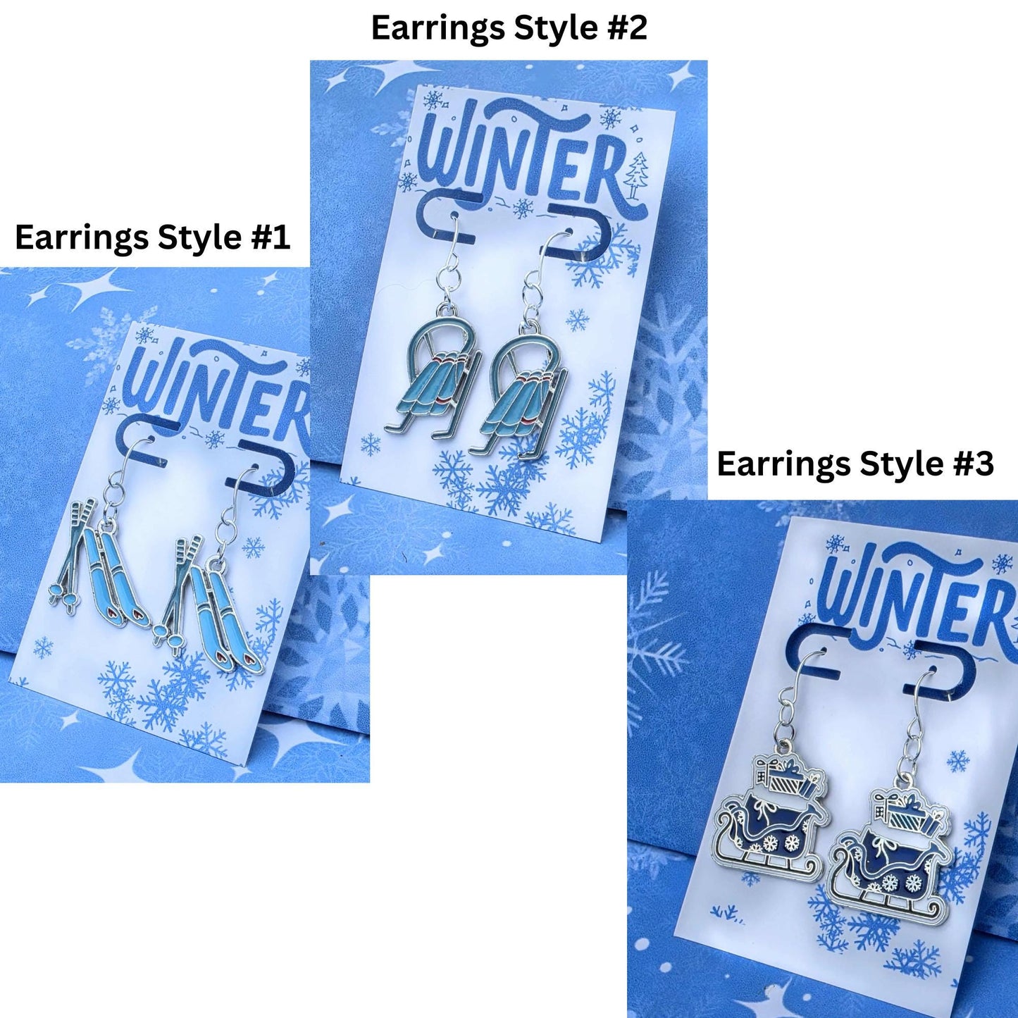 Winter Sled Earrings & Matching Necklace | Cozy Winter Jewelry Set | Snow Day Earrings | Cute Sled Charm Jewelry | Holiday Gift for Her