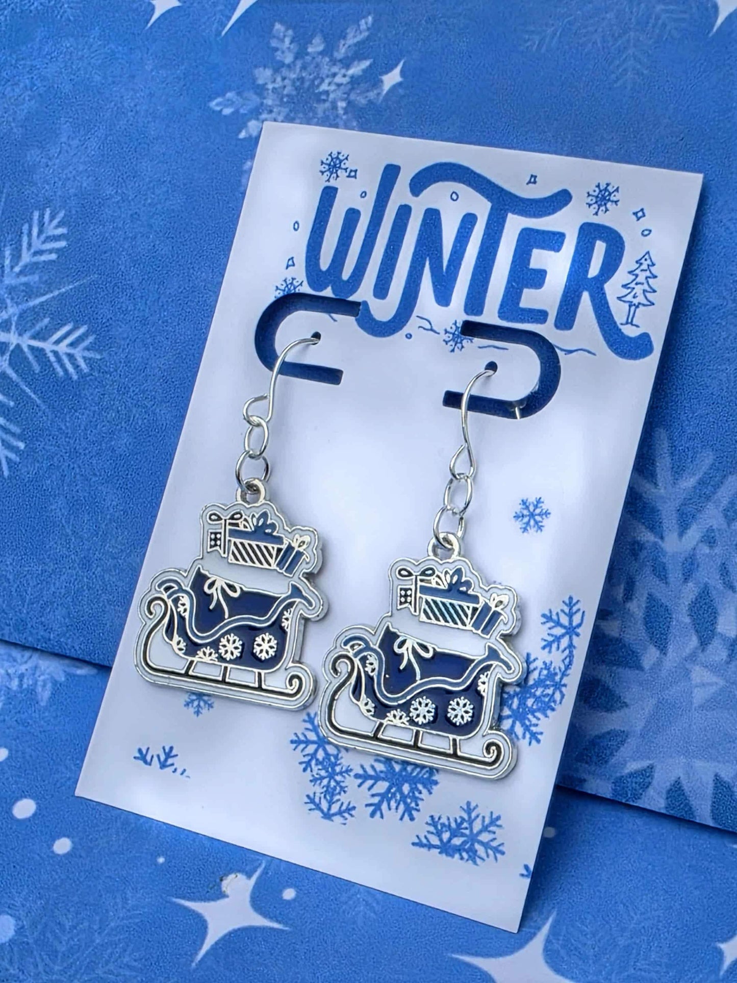 Santa Sleigh Earrings Necklace Set | Christmas Jewelry Gift For Her | Cozy Winter Accessories | Santa Sleigh Charm Earrings Pendant