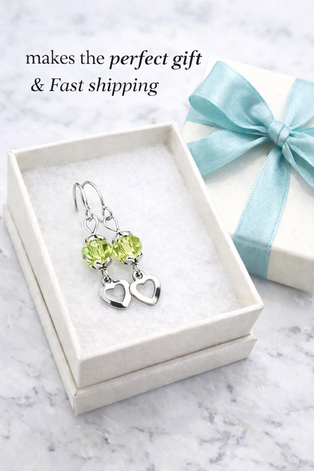 Crystal Heart Dangle Earrings | Stainless Steel, Colorful Charms