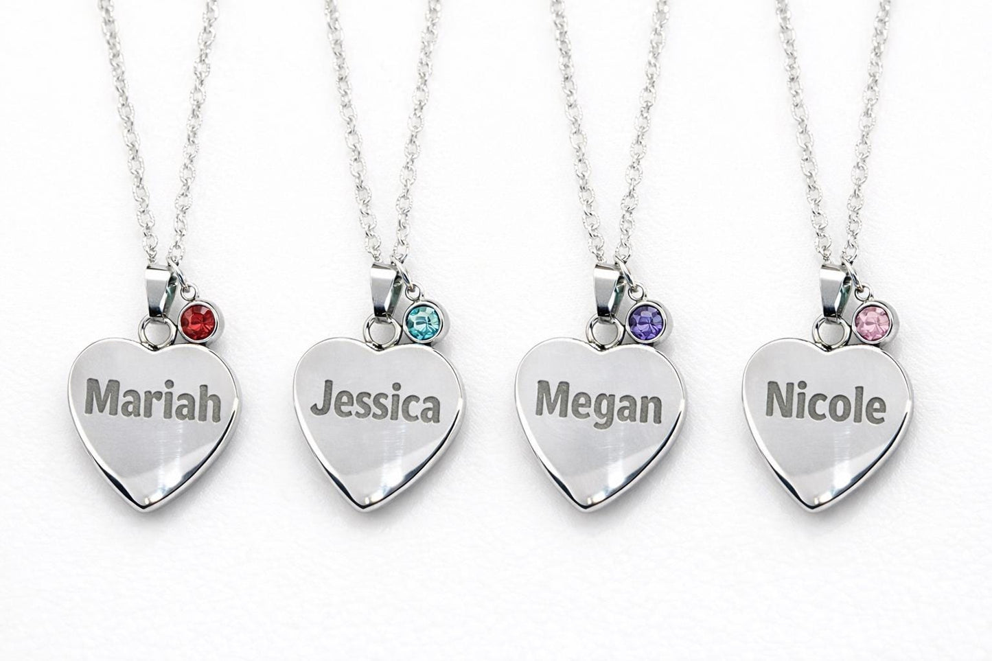 Personalized Heart Name Necklace | Stainless Steel Birthstone Jewelry
