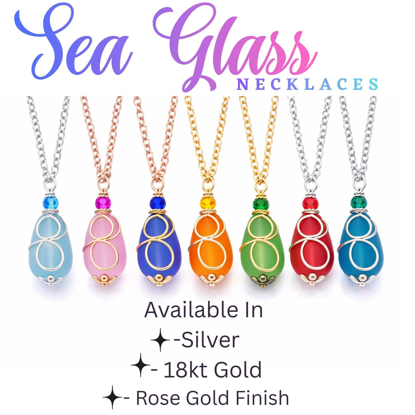 Frosted Sea Glass Necklace | Wire Wrapped Gemstone Pendant