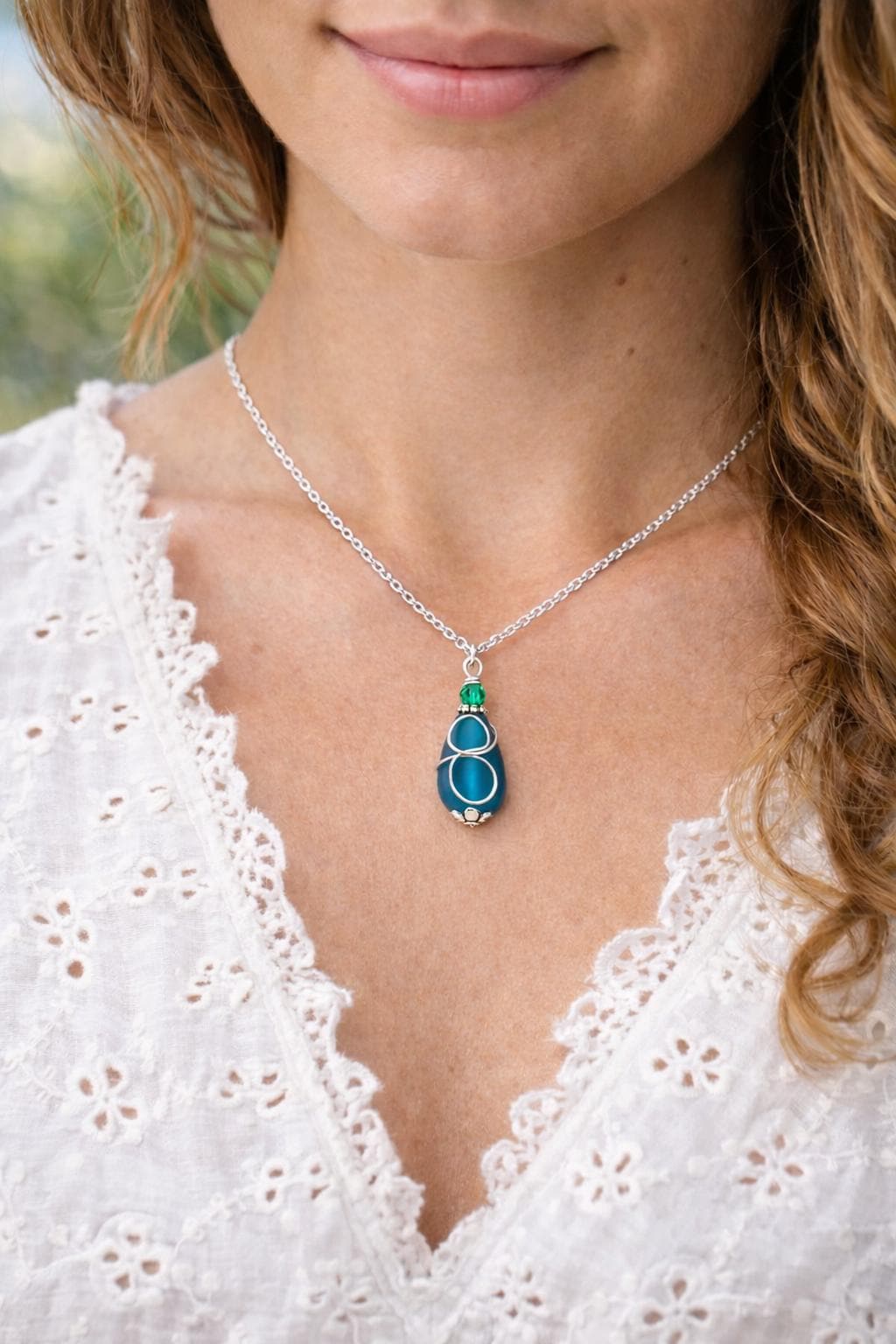 Sea Glass Bridesmaid Necklace | Custom Bridal Party Jewelry