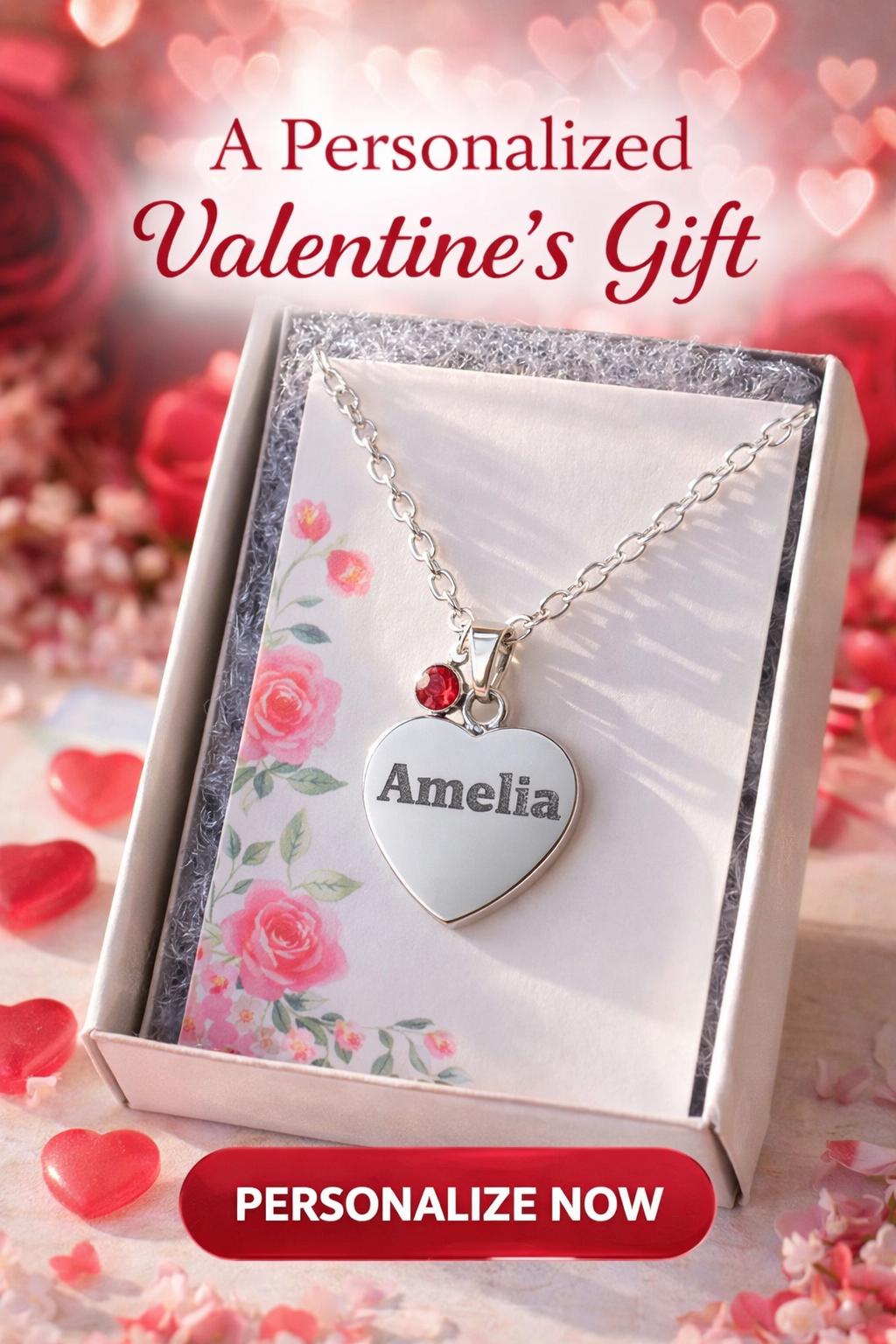 Personalized Heart Name Necklace | Stainless Steel Birthstone Jewelry