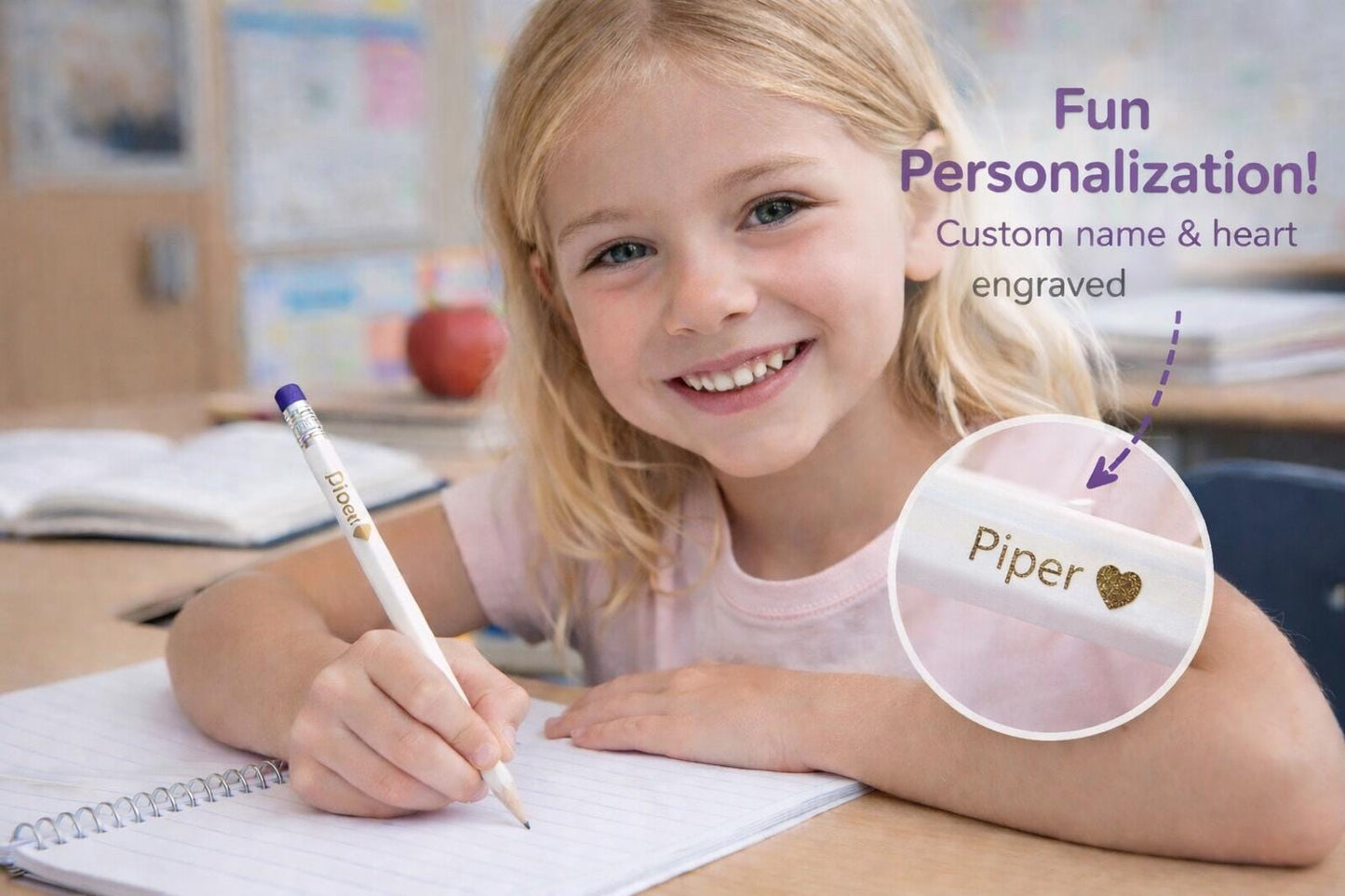 Personalized Pink Pencils Set of 6 | Custom Name Pencils | Teacher Gift | Back to School Supplies | Kids Gift | Stocking Stuffer