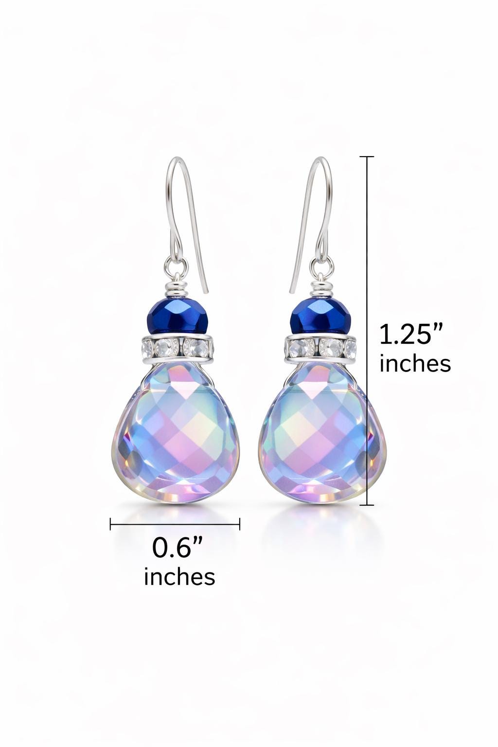 Iridescent Crystal Drop Earrings, Dainty Minimalist Jewelry