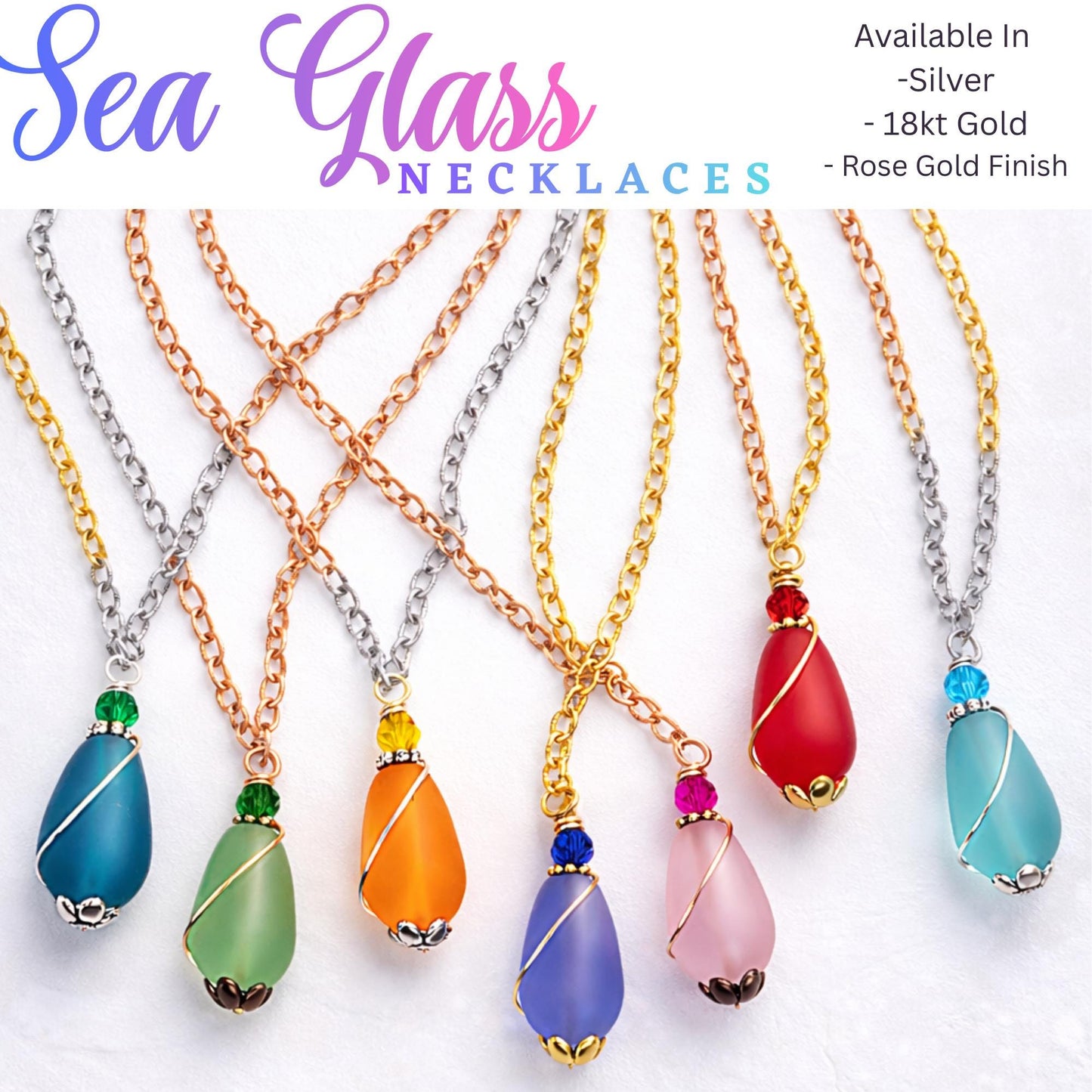 Green Sea Glass Necklace • Wire Wrapped Boho Coastal Pendant