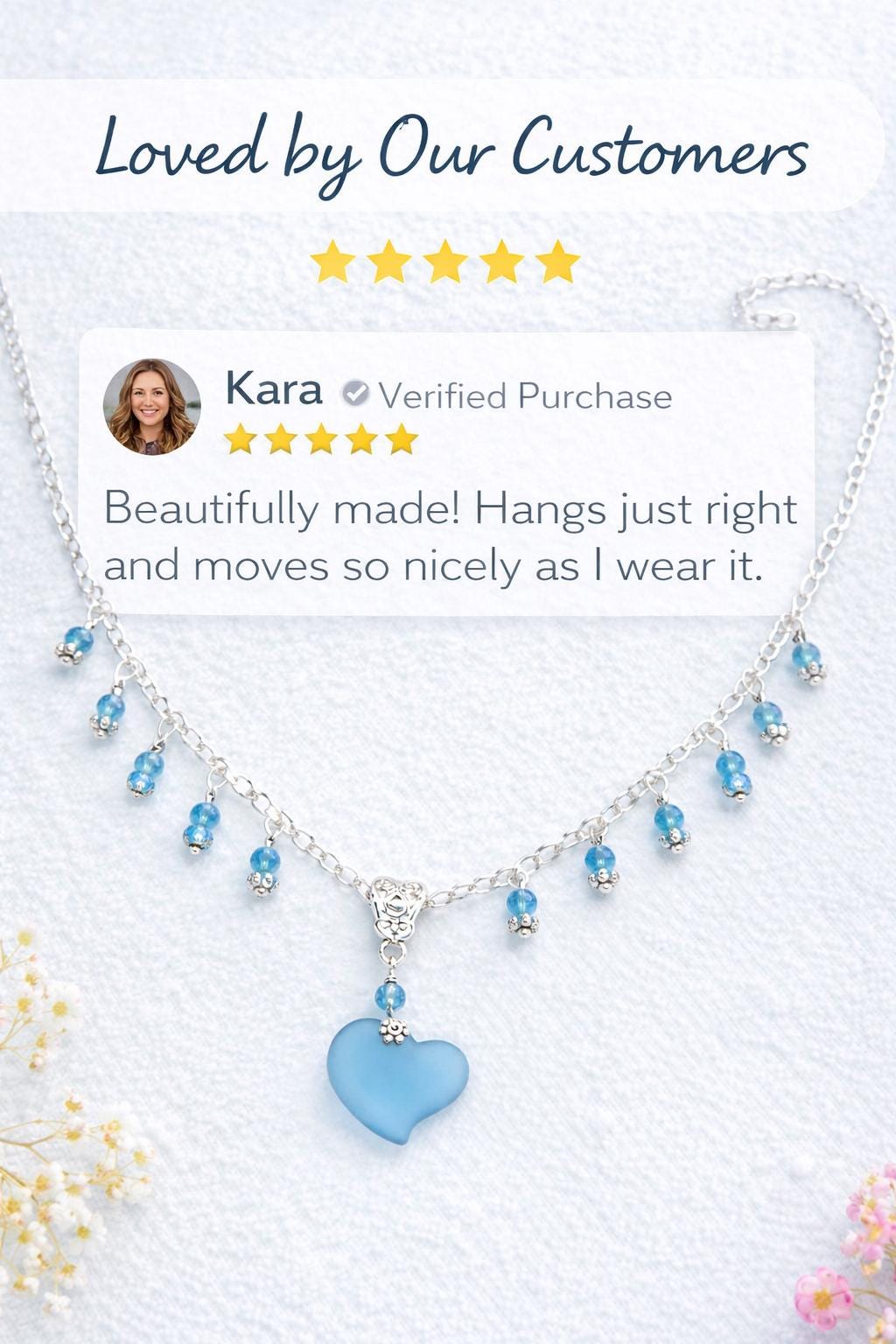 Azure Drop Collar with Dangling Glass Accents, Handmade Silver Chain Jewelry, Adjustable Everyday Accessory