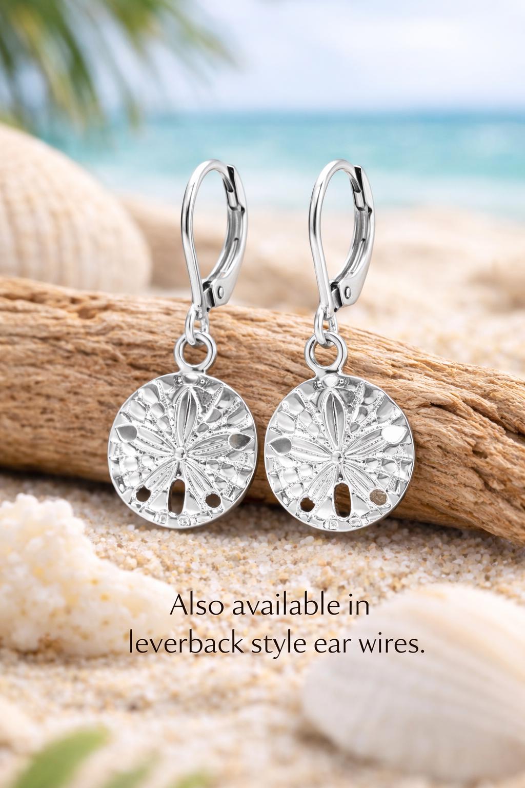 Sterling Silver Sand Dollar Earrings – Beach Jewelry Gift for Her, Ocean Inspired Dangle Earrings, Coastal Summer Jewelry