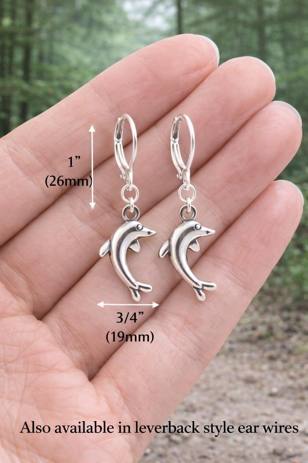 Sterling Silver Dolphin Earrings, Ocean Animal Jewelry for Dolphin Lovers