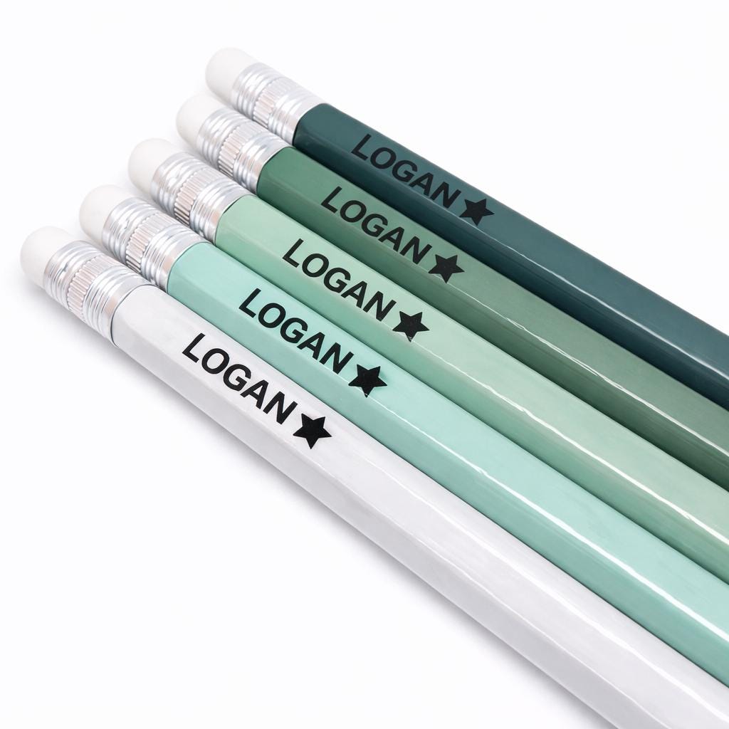 Personalized Green Pencils Set of 6 | Custom Name Pencils | Teacher Gift | Back to School Supplies | Kids Gift | Stocking Stuffer