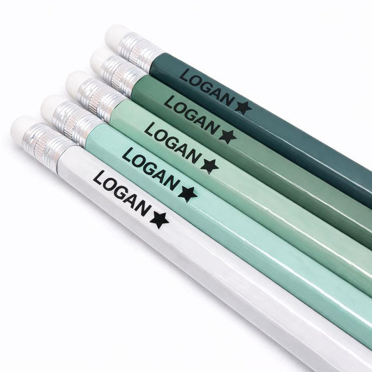 Personalized Green Pencils Set of 6 | Custom Name Pencils | Teacher Gift | Back to School Supplies | Kids Gift | Stocking Stuffer