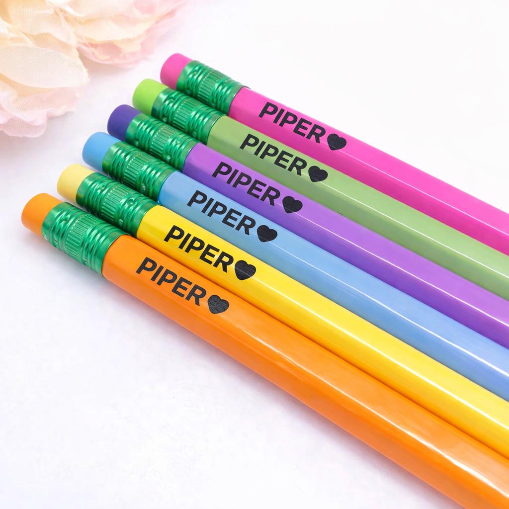 Personalized Neon Pencils Set of 6 | Custom Name Pencils | Teacher Gift | Back to School Supplies | Kids Gift | Stocking Stuffer