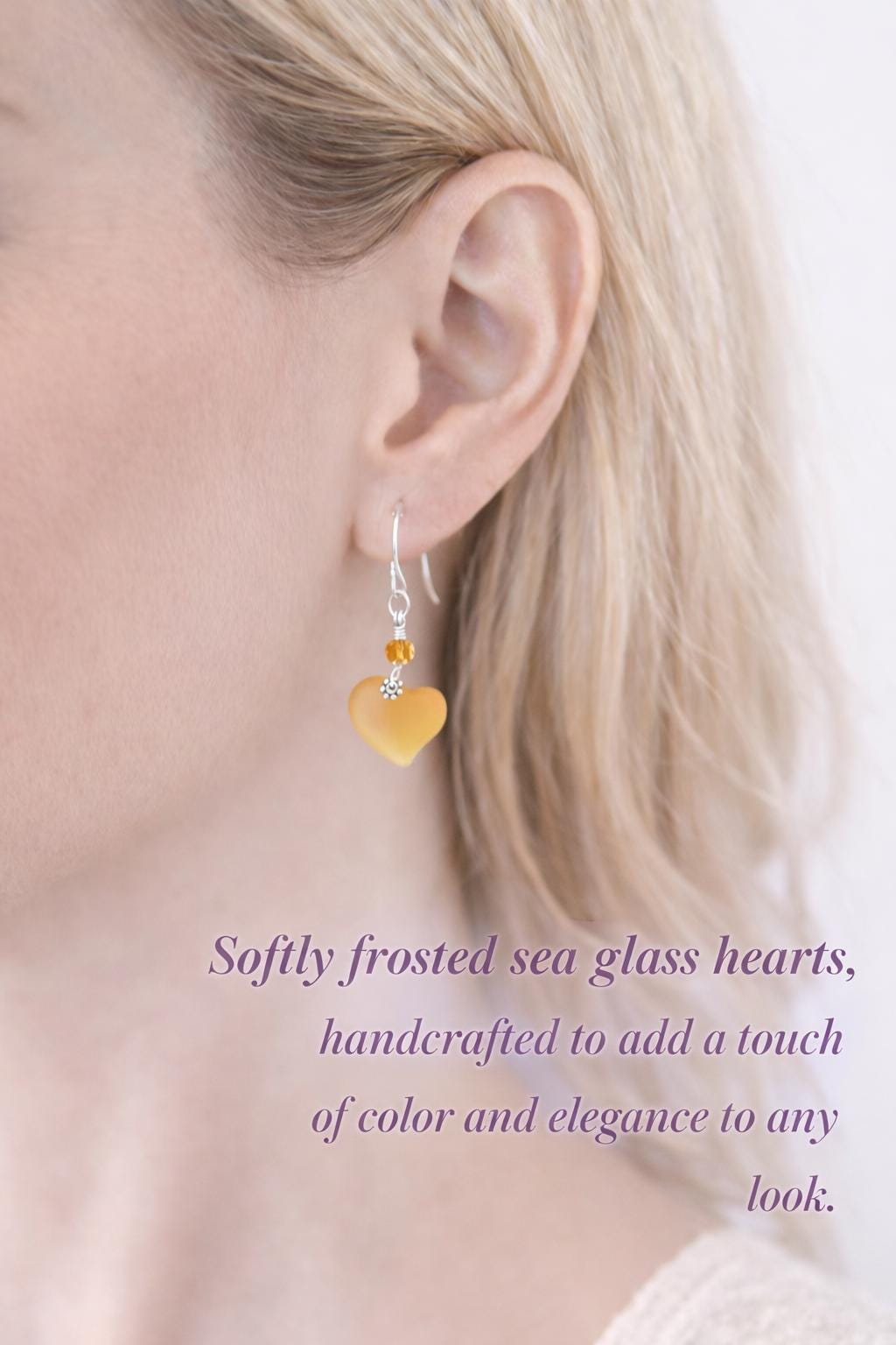 Safron Yellow Heart Earrings for Women, Valentine Gift for Her, Gold Heart Dangle Earrings, Cute Romantic Jewelry, Bridesmaid Gift