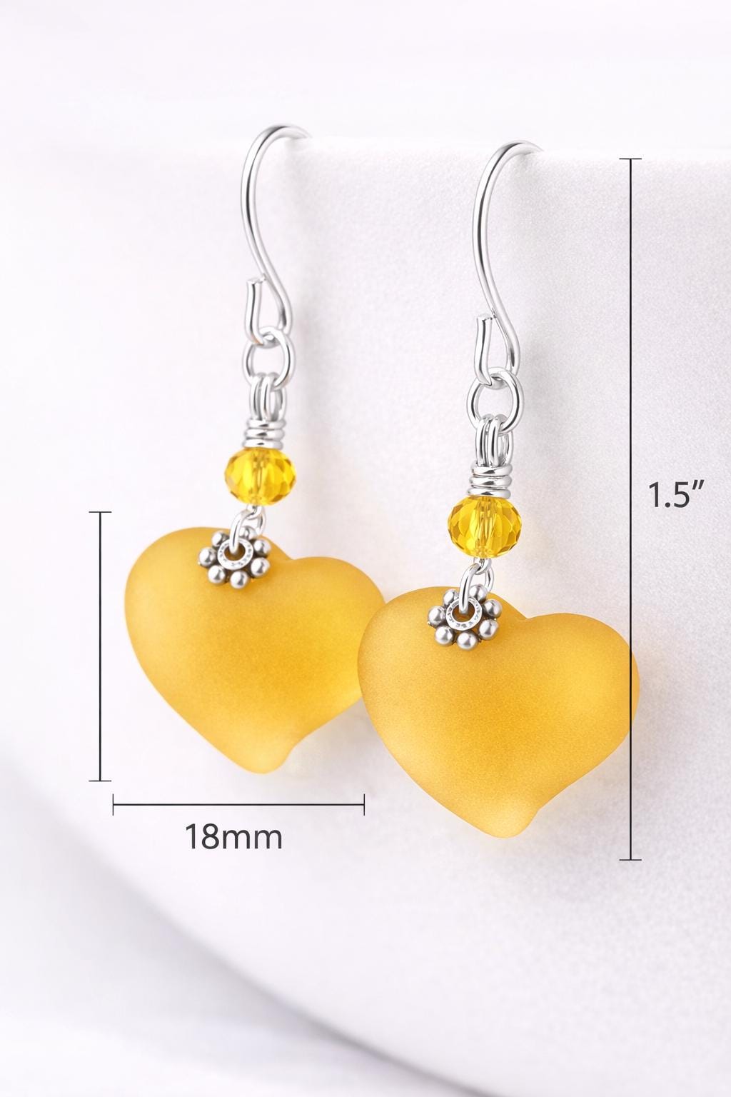 Safron Yellow Heart Earrings for Women, Valentine Gift for Her, Gold Heart Dangle Earrings, Cute Romantic Jewelry, Bridesmaid Gift
