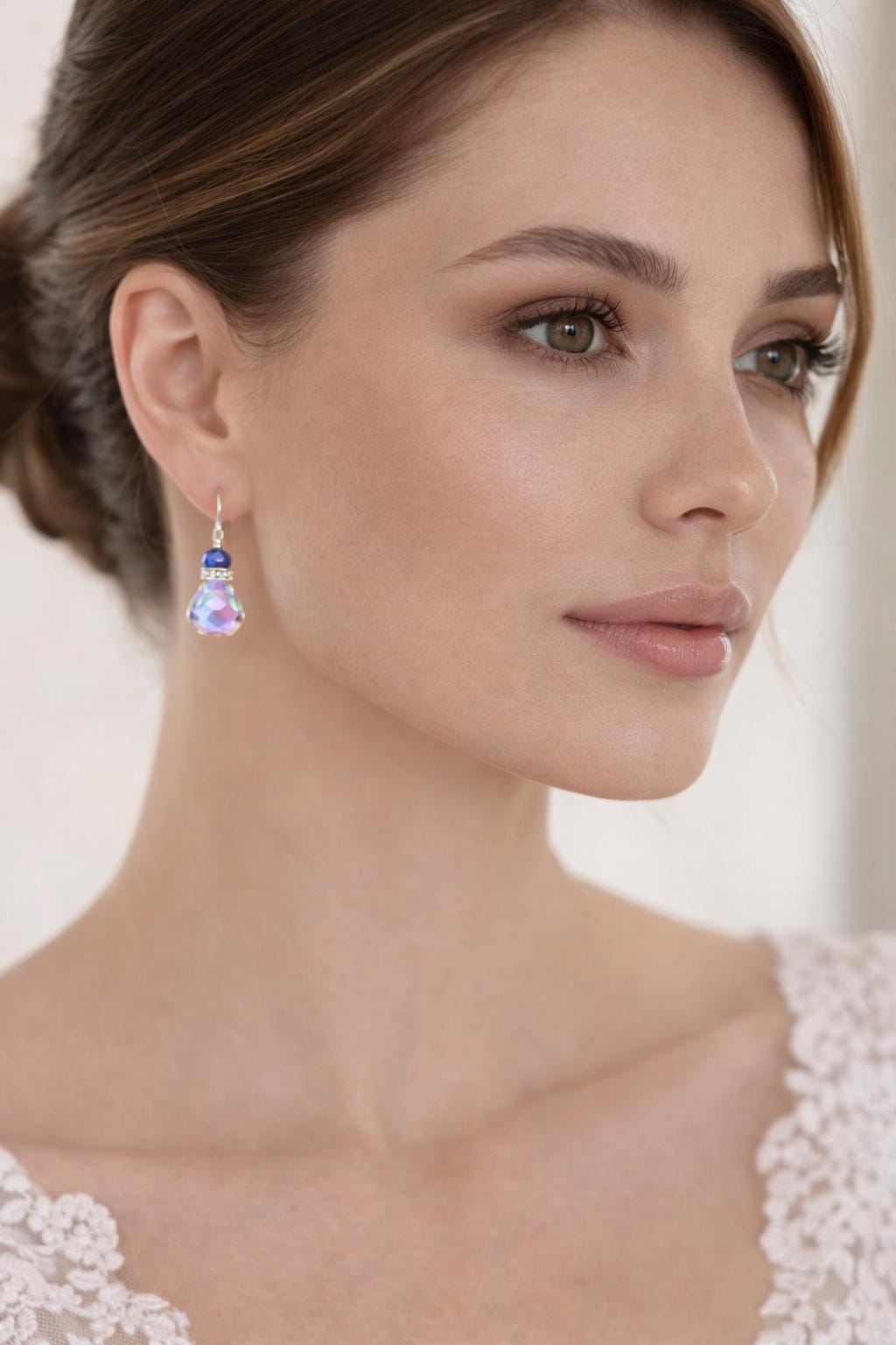 Iridescent Crystal Drop Earrings, Dainty Minimalist Jewelry