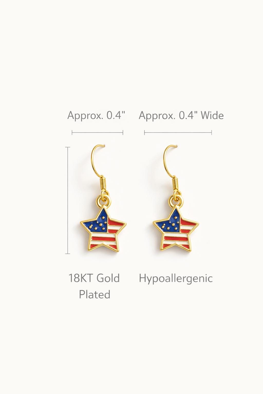 Texas Patriotic Star Earrings, American Flag Star Dangle Earrings, Lightweight Gold Tone Earrings, Texas Pride Jewelry