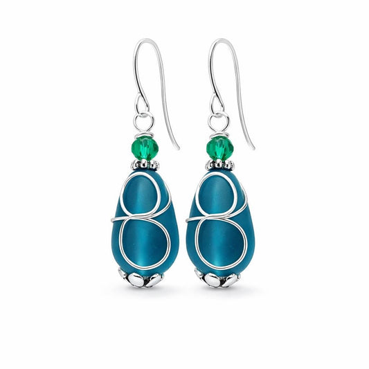 Teal Blue Teardrop Earrings: Sterling Silver Dangle Jewelry