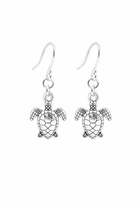 Sterling Silver Sea Turtle Earrings, Ocean Animal Jewelry, Beach Lover Gift, Dainty Minimal Earrings, Coastal Nature Jewelry for Women