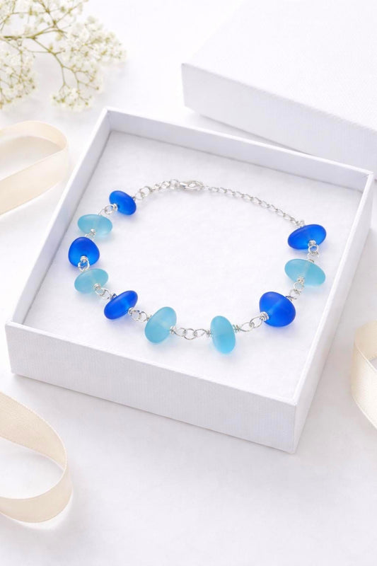 Dainty Blue Bracelet• Lightweight Everyday Jewelry • Women's Birthday Gift
