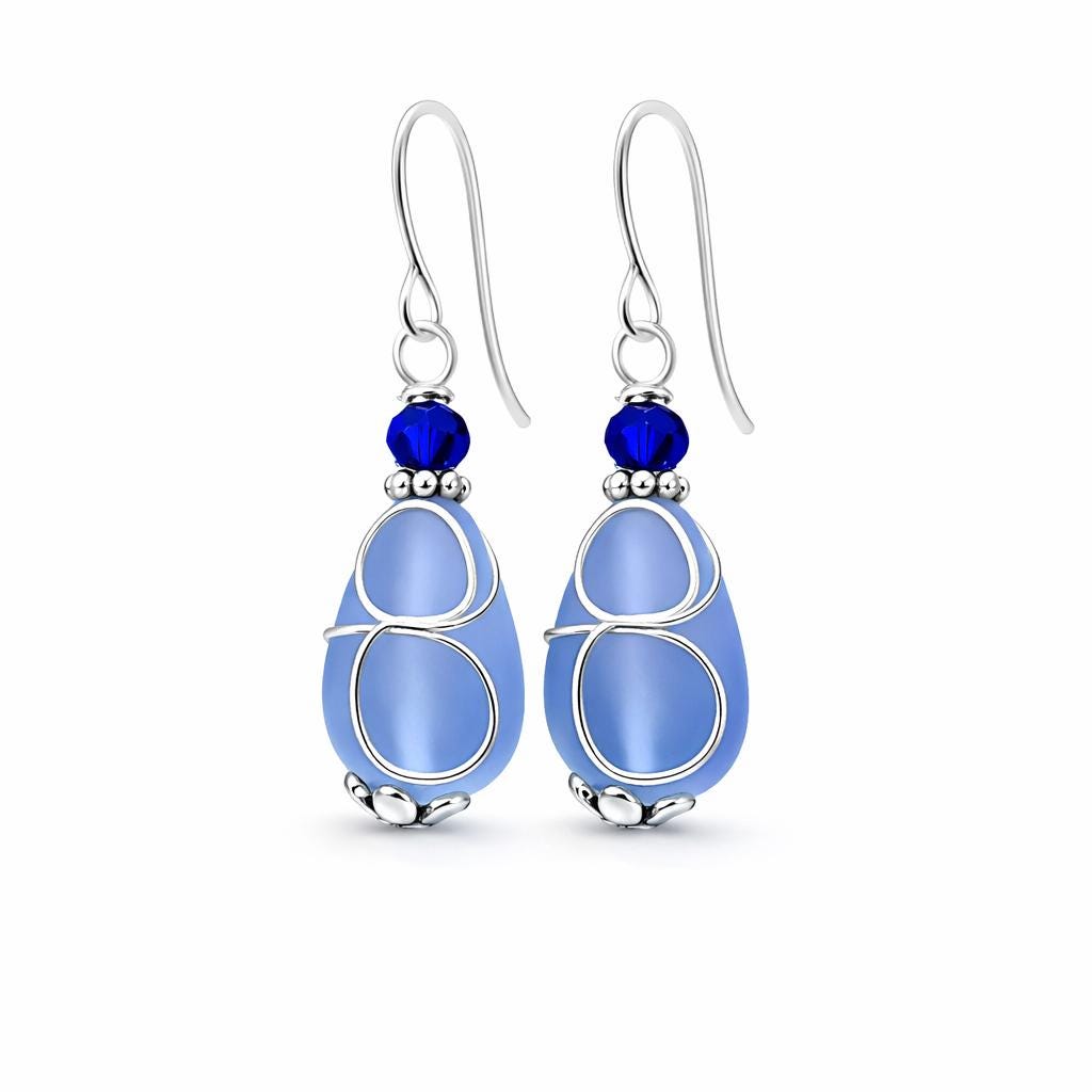 Blue Dangle Sterling Silver Earrings | Minimal Jewelry, Gift For Women