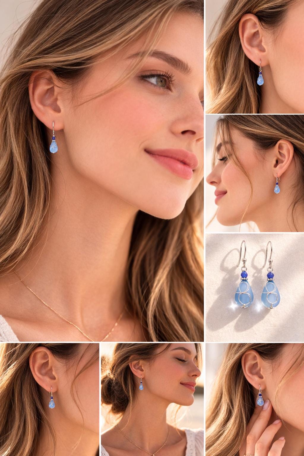 Blue Dangle Sterling Silver Earrings | Minimal Jewelry, Gift For Women