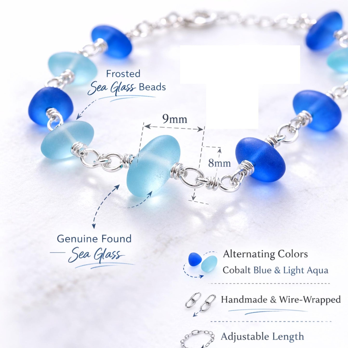Dainty Blue Bracelet• Lightweight Everyday Jewelry • Women's Birthday Gift