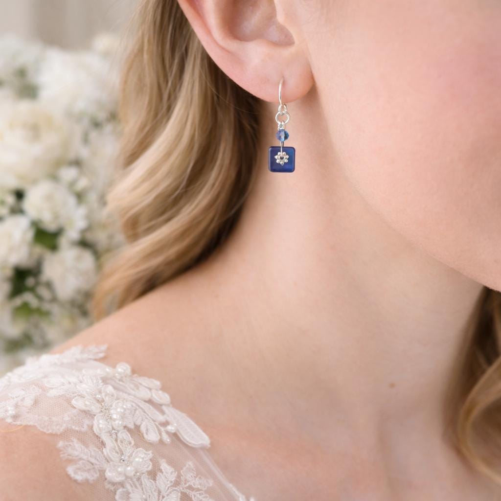 Something Blue Wedding Earrings, Bridesmaid Jewelry Blue Dangles