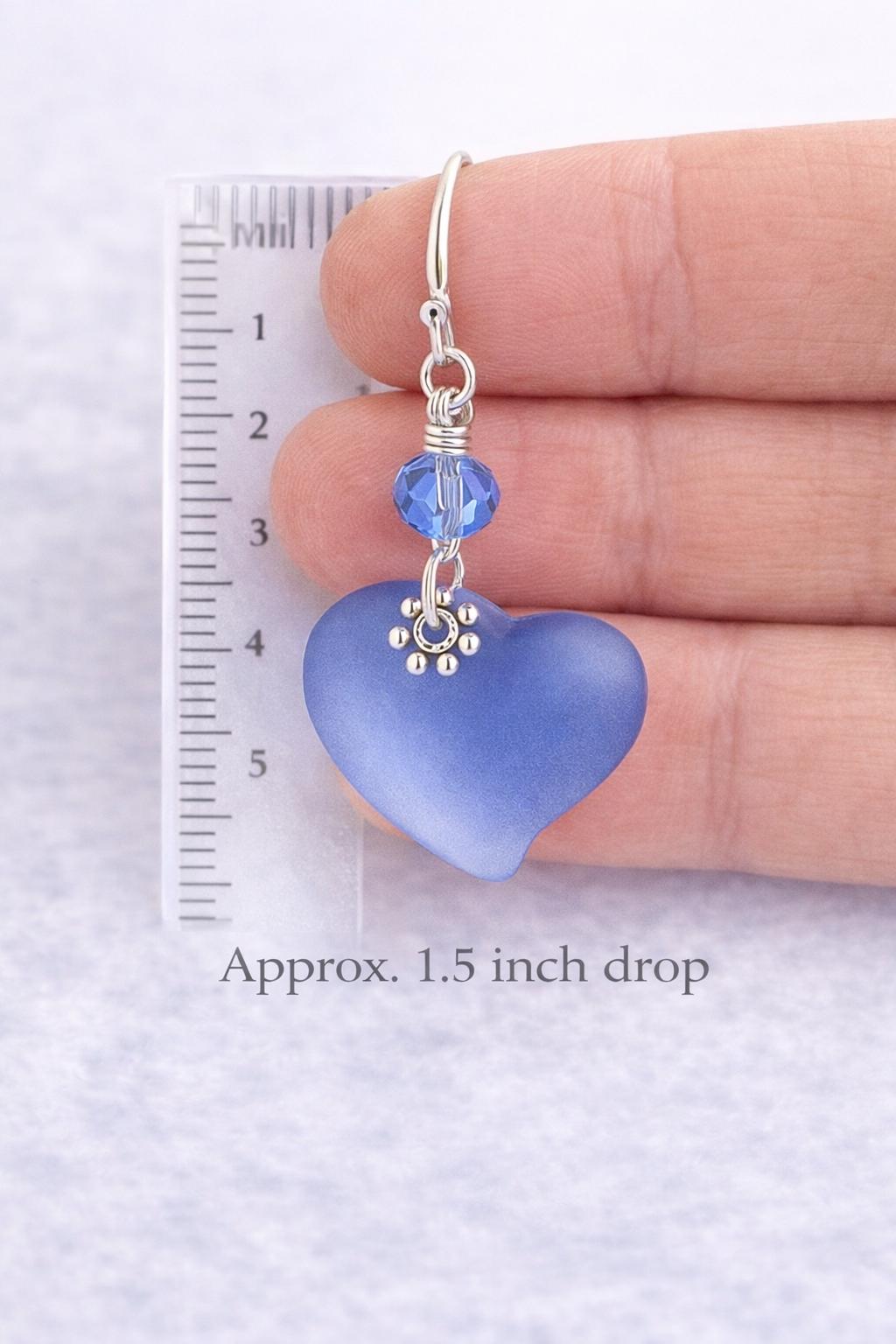 Blue Heart Earrings Gift for Mom, Mother’s Day Jewelry, Meaningful Gift for Mom from Daughter, Dainty Silver Heart Earrings