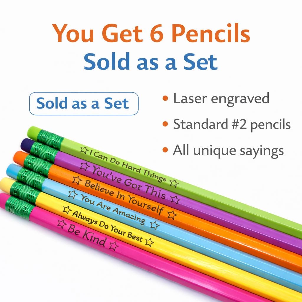 Engraved Motivational Pencils: Positive Affirmation School Supplies for Students