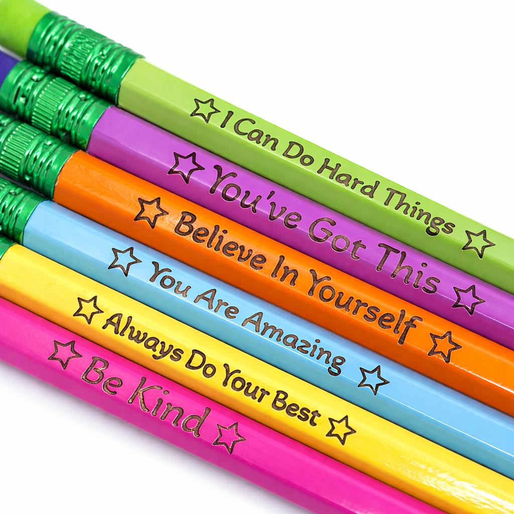 Engraved Motivational Pencils: Positive Affirmation School Supplies for Students