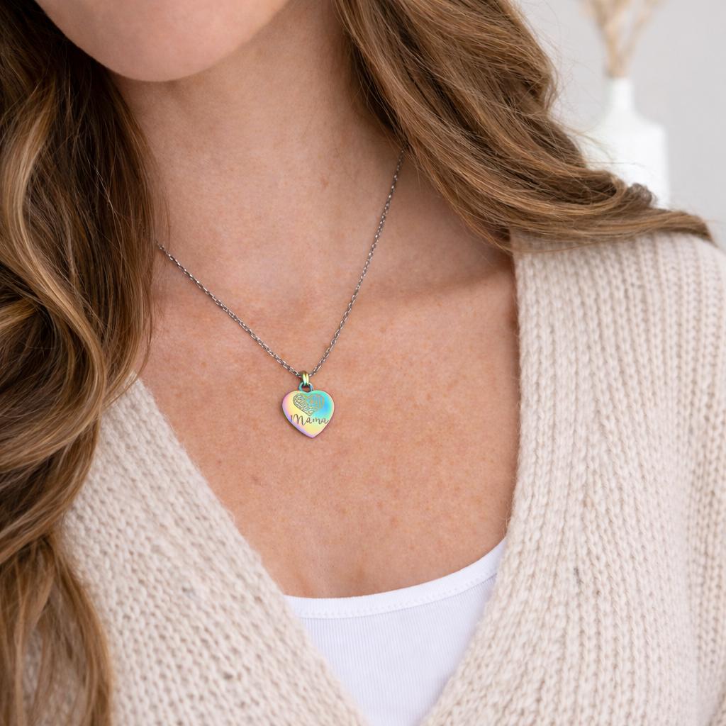 Mama Necklace Gift for Mom, Mother’s Day Necklace, Heart Pendant Jewelry, Personalized Mama Gift, New Mom Gift, Wife Gift Idea
