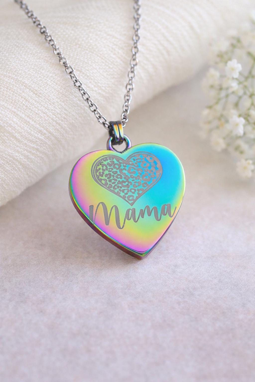 Mama Necklace Gift for Mom, Mother’s Day Necklace, Heart Pendant Jewelry, Personalized Mama Gift, New Mom Gift, Wife Gift Idea