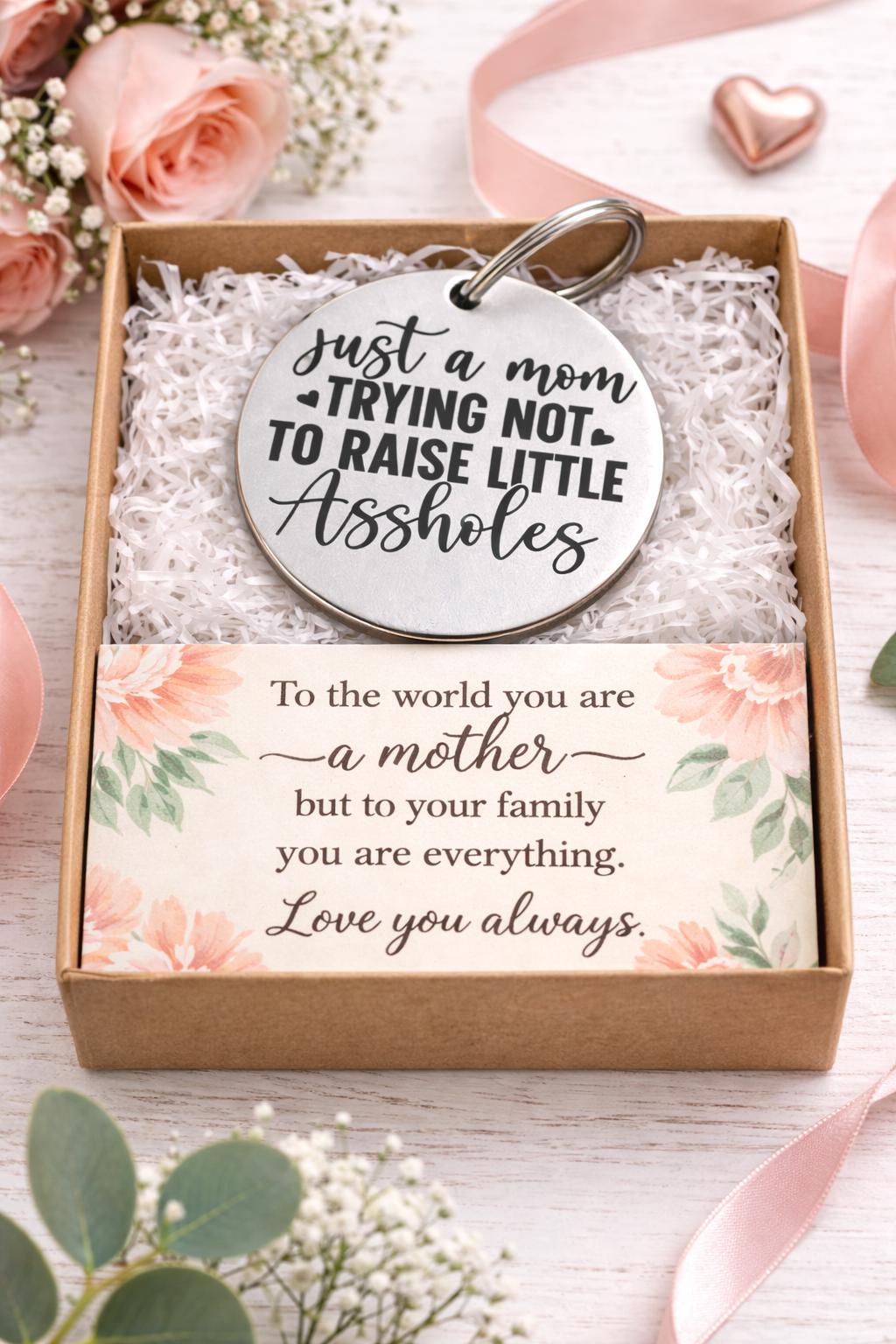 Funny Mom Keychain Sarcastic Motherhood Gift Edgy Mom Life Humor Keyring Relatable Parenting Joke Gift Cool Mom Present