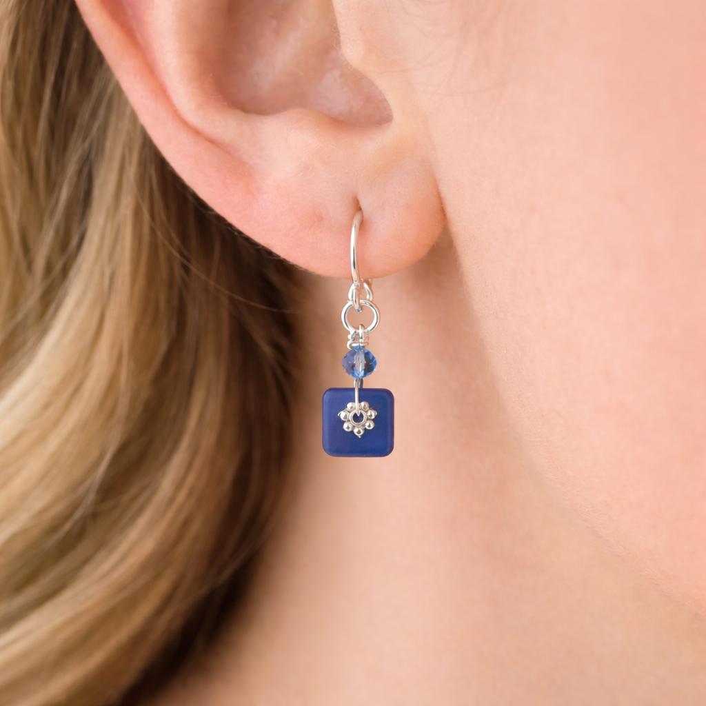 Something Blue Wedding Earrings, Bridesmaid Jewelry Blue Dangles