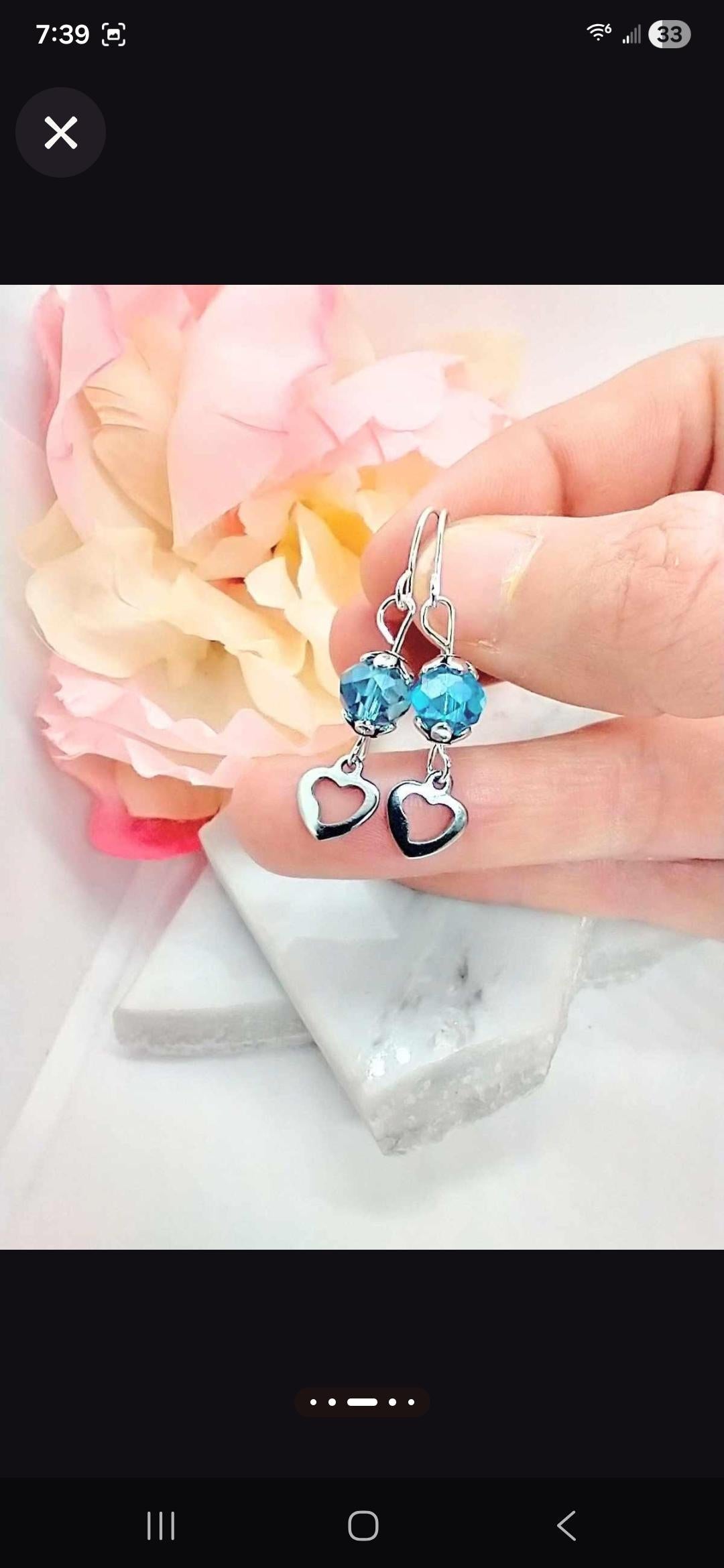 Meaningful Gift for Mom Blue Earrings, Mother’s Day Jewelry, Heart Dangle Earrings, Gift for Mom from Daughter, Dainty Silver Earrings
