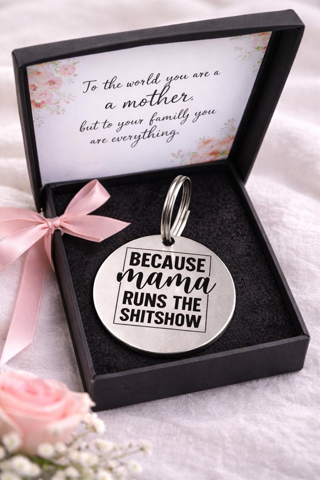 Funny Mother’s Day Keychain for Mom, Because Mama Runs the Shitshow, Gift for Mom from Husband or Kids, Mom Humor Gift