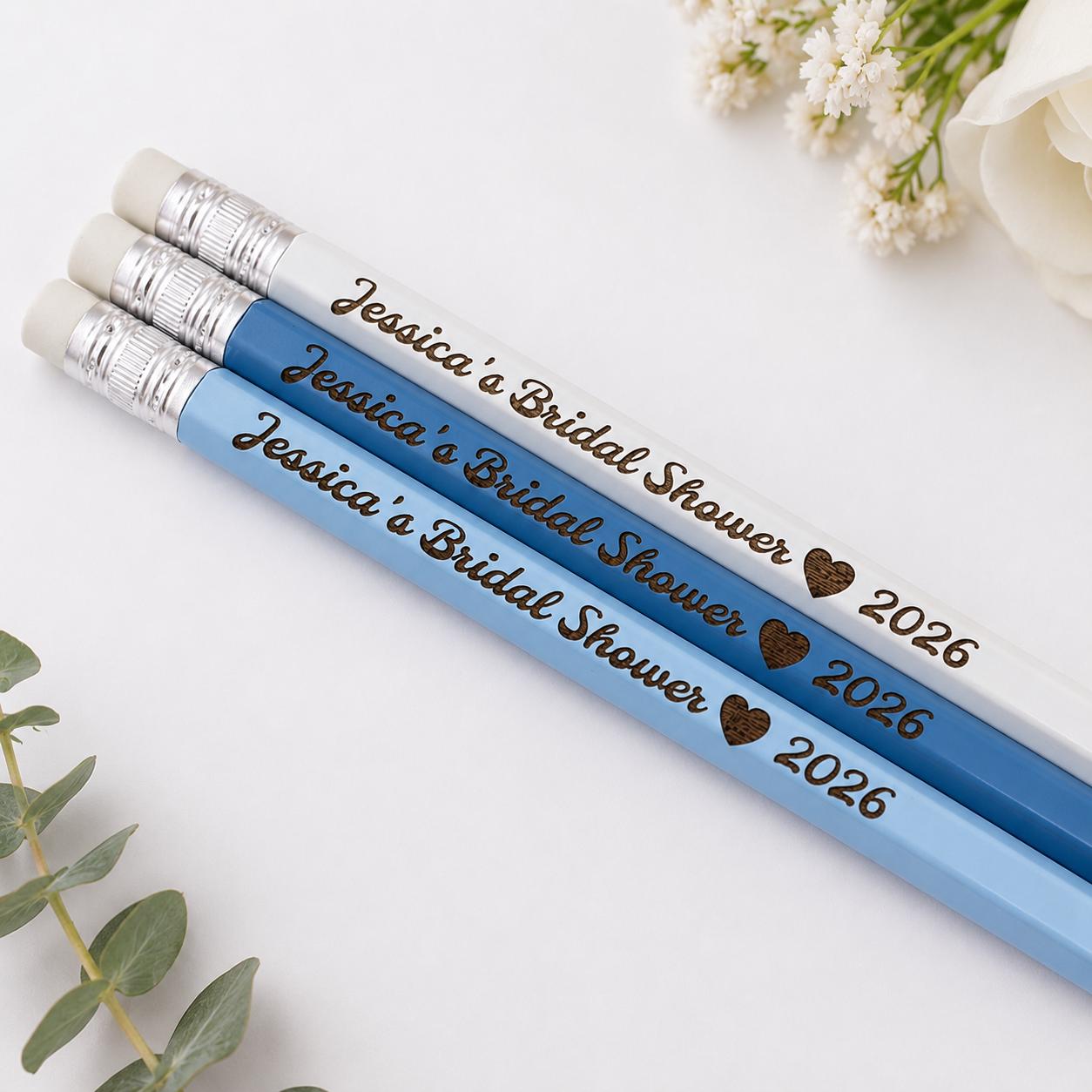 Personalized Bridal Shower Pencils, Custom Bridal Shower Favors, Bachelorette Party Favors, Wedding Shower Gifts, Personalized Pencils