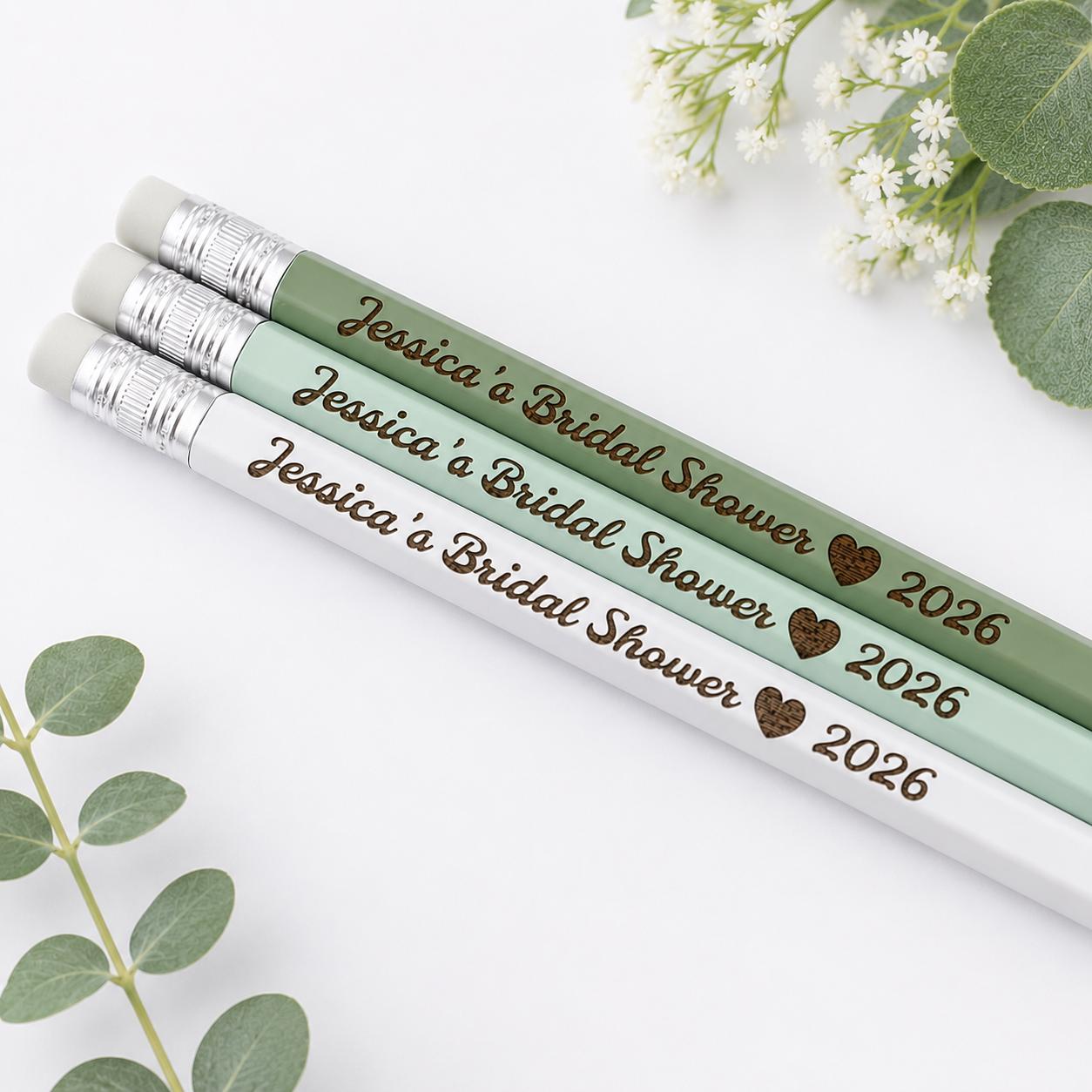 Personalized Bridal Shower Pencils, Custom Bridal Shower Favors, Bachelorette Party Favors, Wedding Shower Gifts, Personalized Pencils