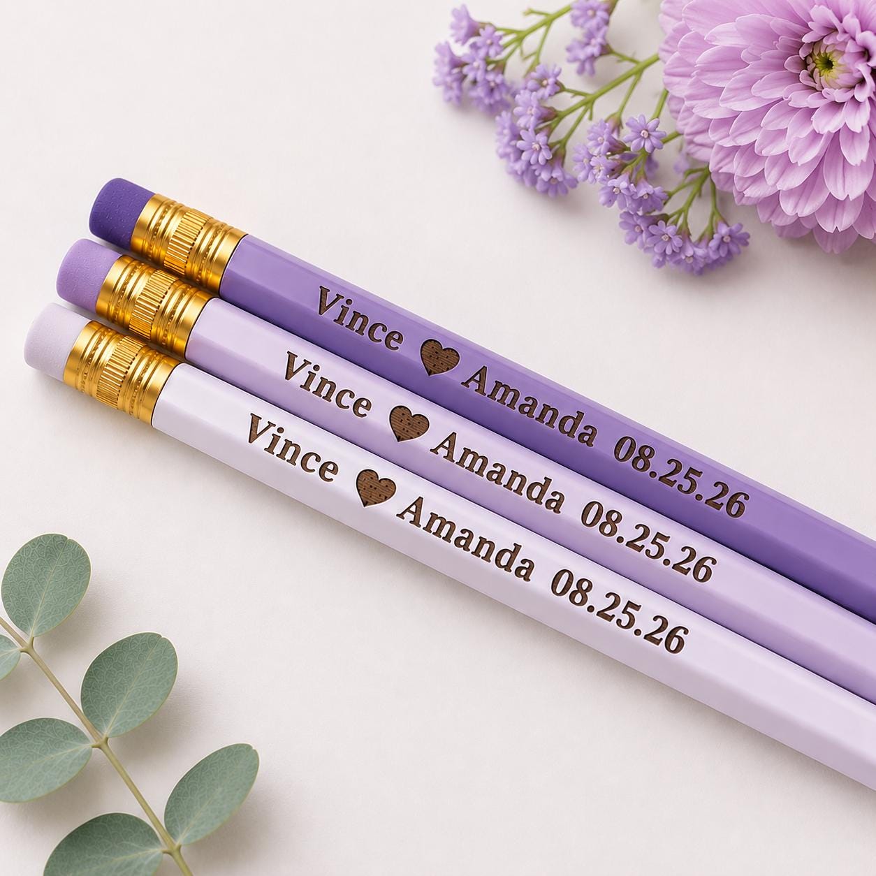 Personalized Wedding Pencils, Custom Couple Name Pencils, Engagement Gift, Bridal Shower Gift, Wedding Favor, Personalized Pencils