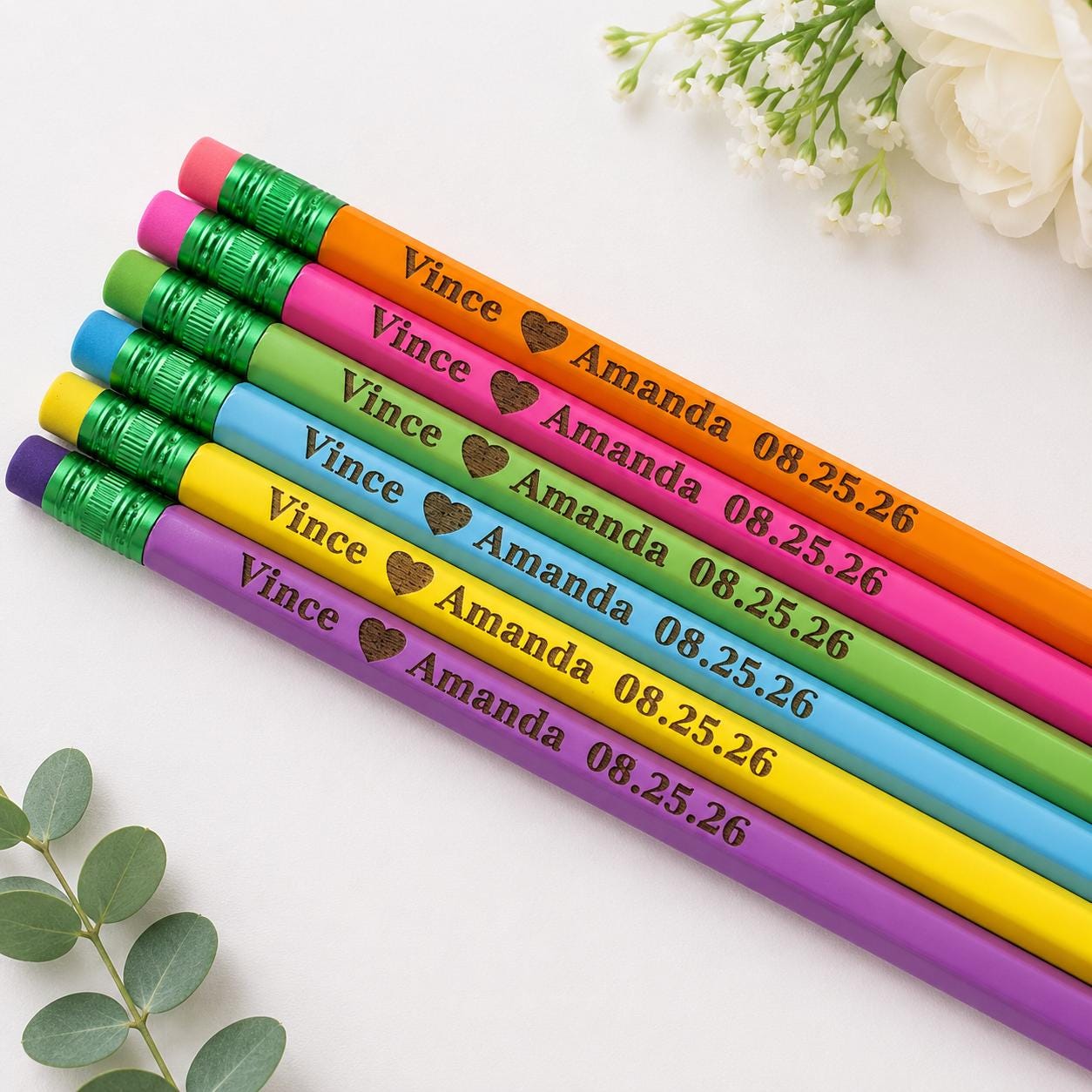 Personalized Wedding Pencils, Custom Couple Name Pencils, Engagement Gift, Bridal Shower Gift, Wedding Favor, Personalized Pencils