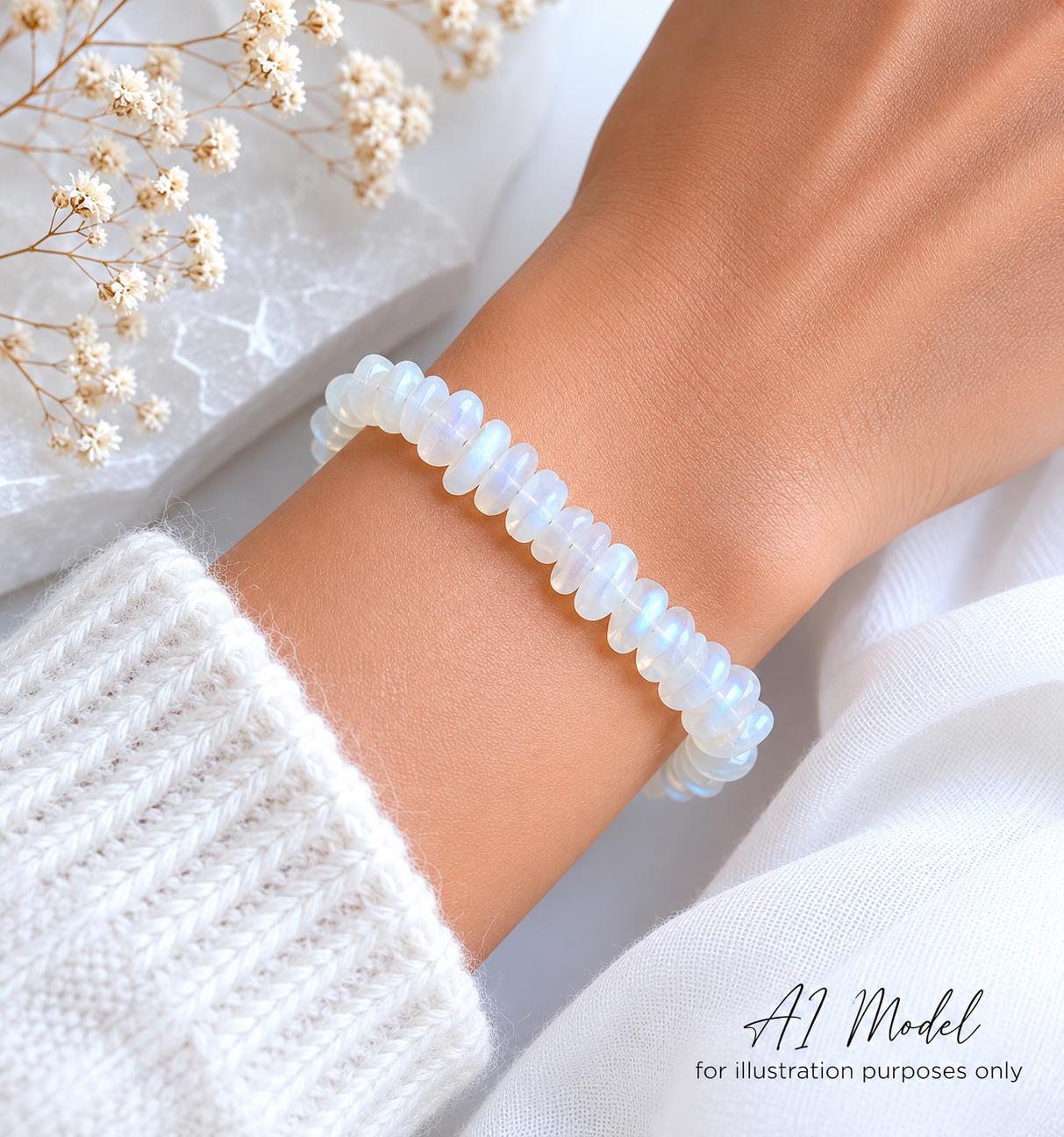 Opalite Bracelet for Women, October Birthstone Bracelet, Gift for Her, White Opalite Jewelry, Stackable Beaded Bracelet